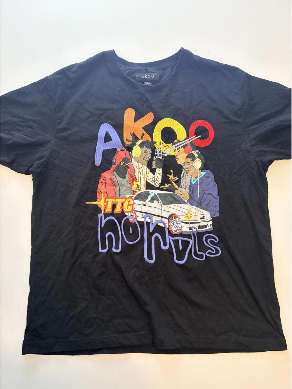 AKOO RollEm Black Graphic T-Shirt (Size 4XL)